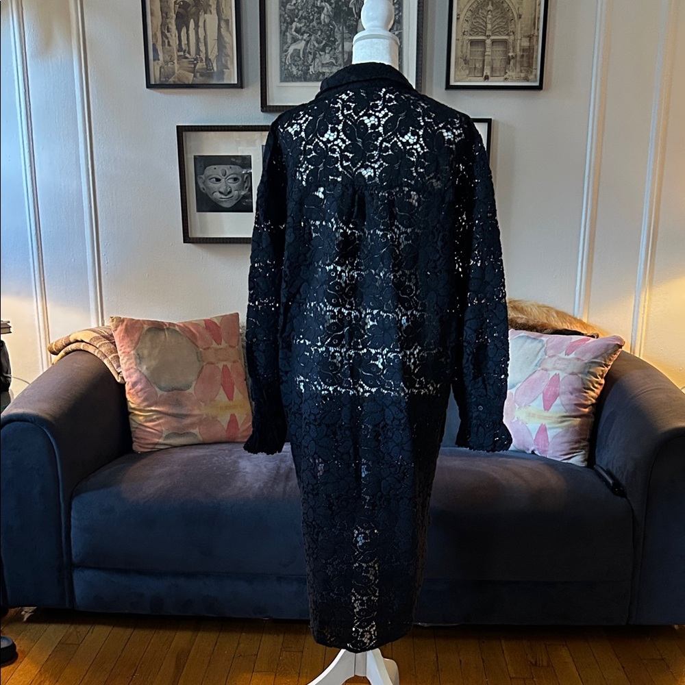 Zara Black Lace Tunic Top Sz L - Picture 3 of 5